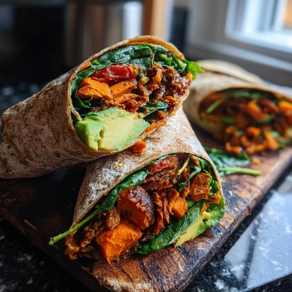 Roasted Sweet Potato Veggie Wraps