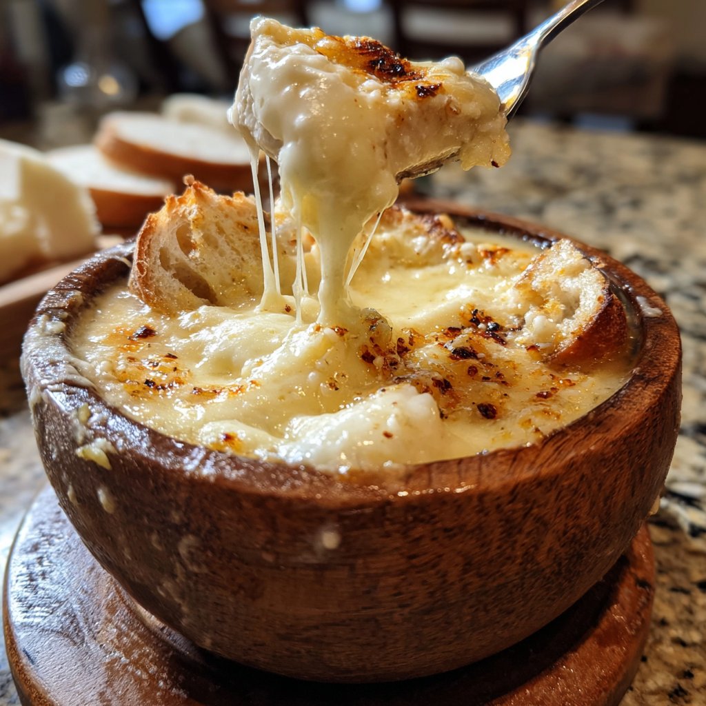 Fondue with White Wine and Garlic