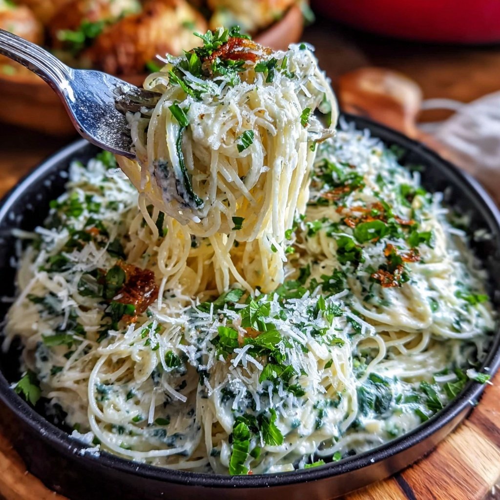 Angel Hair Pasta With Creamy Spinach